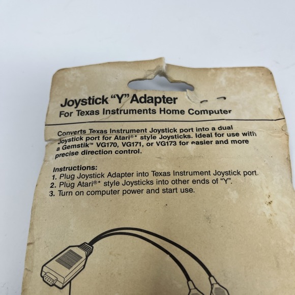 Computer Aids Joystick Y Adapter Gemini ATARI 2600 VG306 Texas Instruments NOS - Picture 5 of 5